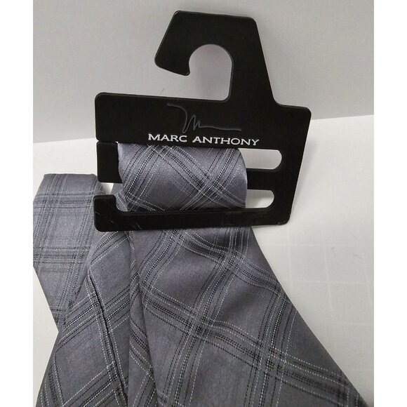 Marc Anthony Necktie Black Holiday Plaid Black Necktie Tie Silk Style NEW NWT - Picture 5 of 7